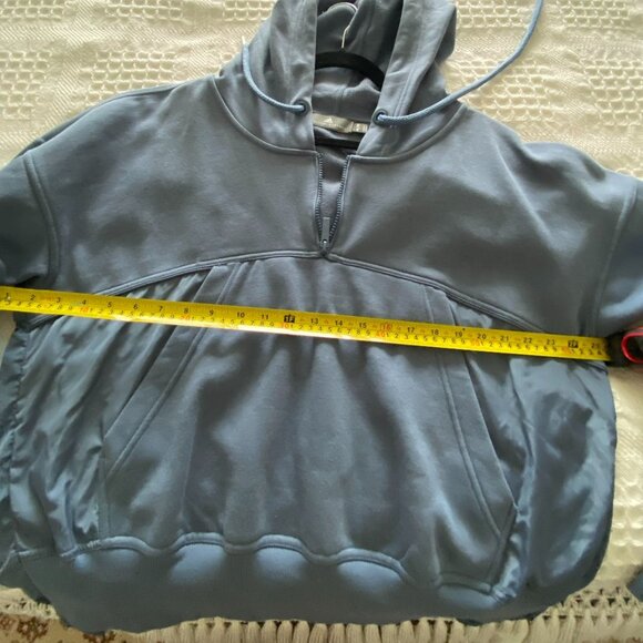 STELLA MACCARTNEY ADIDAS HIGH LOW HOODIE OVERSIZED BLUE QUARTER ZIP SIZE M - Picture 7 of 7